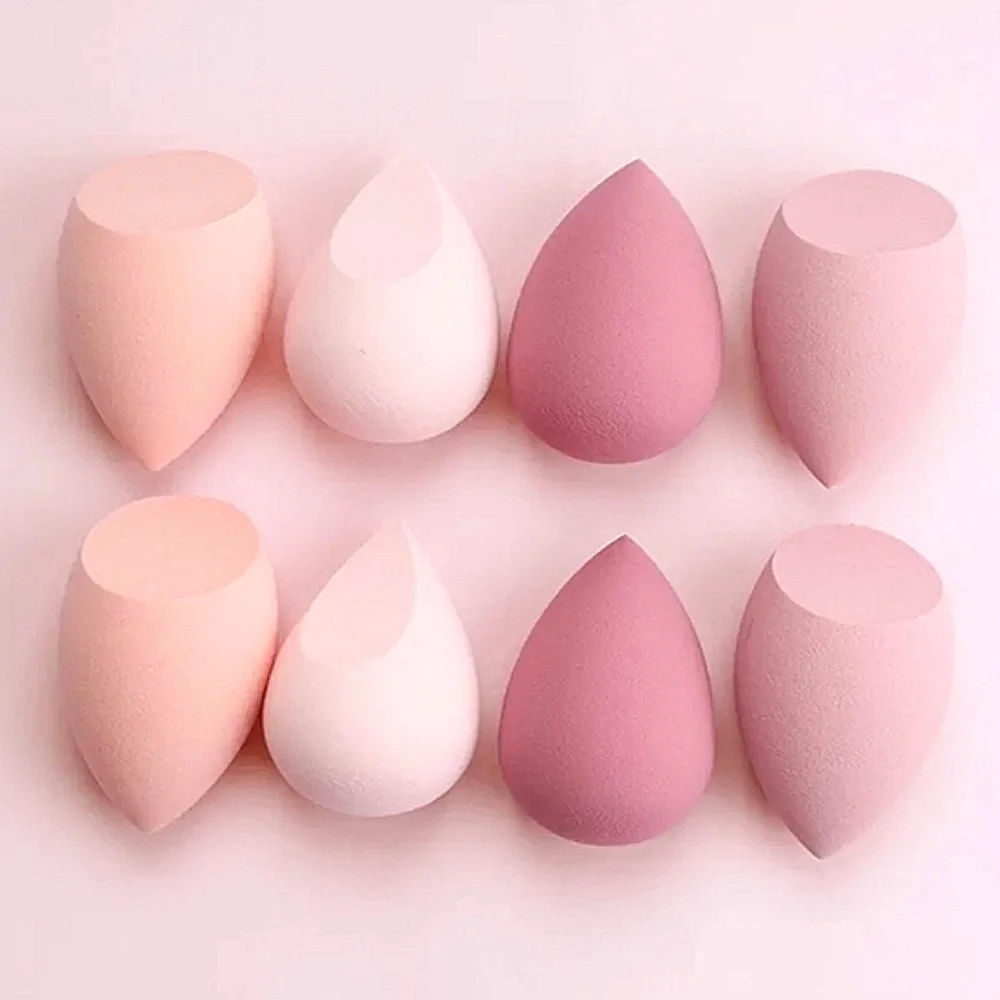 🆕️LAST 1🩷BABY POWDER PINK MAKEUP SPONGE SET OF 8 W/PLASTIC PROTECTIVE CASE